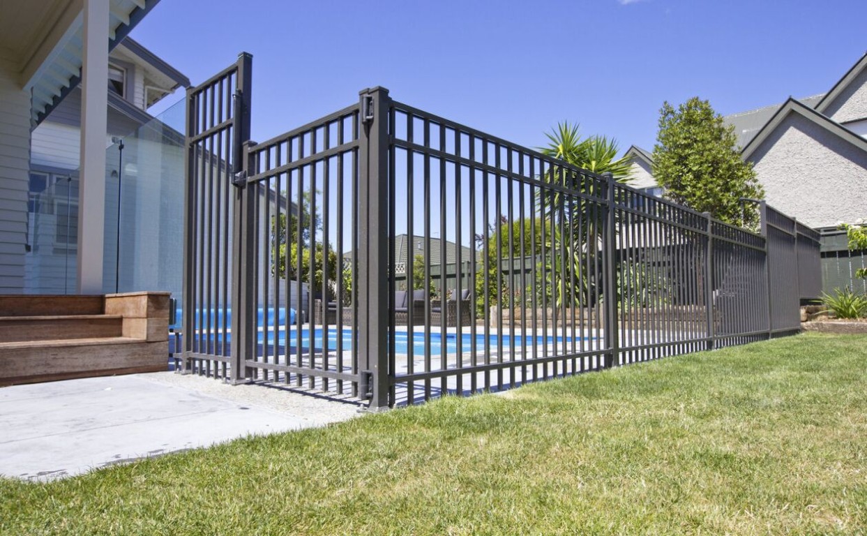 Aluminum pool safety fence installation in South Whittier